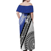 Fiji an Samoa Rugby Custom Family Matching Off Shoulder Maxi Dress and Hawaiian Shirt Flying Fijians Manu Samoa Together Pacific - Polynesian Pride