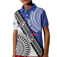 Fiji an Samoa Rugby Custom Kid Polo Shirt Flying Fijians Manu Samoa Together Pacific LT14 Kid Blue - Polynesian Pride