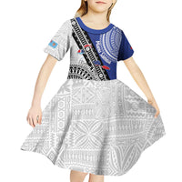 Fiji an Samoa Rugby Custom Kid Short Sleeve Dress Flying Fijians Manu Samoa Together Pacific LT14 - Polynesian Pride
