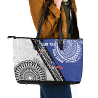 Fiji an Samoa Rugby Custom Leather Tote Bag Flying Fijians Manu Samoa Together Pacific LT14 - Polynesian Pride