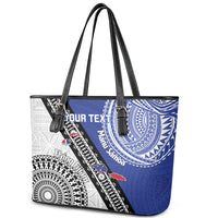 Fiji an Samoa Rugby Custom Leather Tote Bag Flying Fijians Manu Samoa Together Pacific LT14 - Polynesian Pride