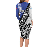 Fiji an Samoa Rugby Custom Long Sleeve Bodycon Dress Flying Fijians Manu Samoa Together Pacific LT14 - Polynesian Pride