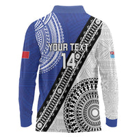 Fiji an Samoa Rugby Custom Long Sleeve Polo Shirt Flying Fijians Manu Samoa Together Pacific LT14 - Polynesian Pride