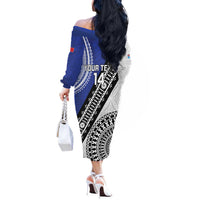 Fiji an Samoa Rugby Custom Off The Shoulder Long Sleeve Dress Flying Fijians Manu Samoa Together Pacific LT14 - Polynesian Pride