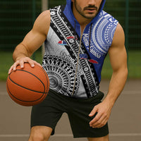 Fiji an Samoa Rugby Custom Sleeveless Zip Hoodie Flying Fijians Manu Samoa Together Pacific - Polynesian Pride