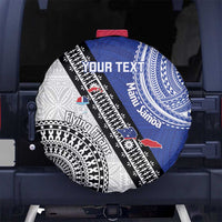 Fiji an Samoa Rugby Custom Spare Tire Cover Flying Fijians Manu Samoa Together Pacific LT14 No hole Blue - Polynesian Pride