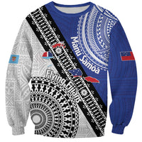 Fiji an Samoa Rugby Custom Sweatshirt Flying Fijians Manu Samoa Together Pacific LT14 Unisex Blue - Polynesian Pride