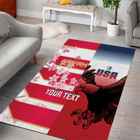 USA and Japan Rugby Custom Area Rug Eagles Brave Blossoms Together Pacific - Polynesian Pride