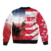 USA and Japan Rugby Custom Bomber Jacket Eagles Brave Blossoms Together Pacific LT14 - Polynesian Pride