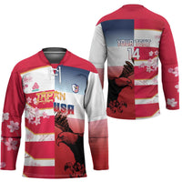 USA and Japan Rugby Custom Hockey Jersey Eagles Brave Blossoms Together Pacific - Polynesian Pride