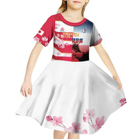 USA and Japan Rugby Custom Kid Short Sleeve Dress Eagles Brave Blossoms Together Pacific LT14 - Polynesian Pride