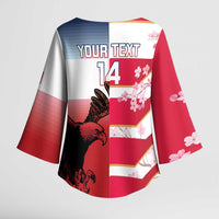 USA and Japan Rugby Custom Kimono Sleeve Blouse Eagles Brave Blossoms Together Pacific - Polynesian Pride
