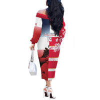 USA and Japan Rugby Custom Off The Shoulder Long Sleeve Dress Eagles Brave Blossoms Together Pacific LT14 - Polynesian Pride