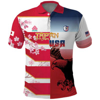USA and Japan Rugby Custom Polo Shirt Eagles Brave Blossoms Together Pacific - Polynesian Pride