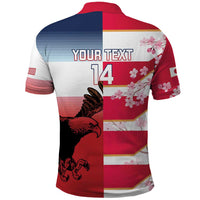 USA and Japan Rugby Custom Polo Shirt Eagles Brave Blossoms Together Pacific - Polynesian Pride
