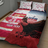 USA and Japan Rugby Custom Quilt Bed Set Eagles Brave Blossoms Together Pacific LT14 - Polynesian Pride