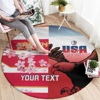USA and Japan Rugby Custom Round Carpet Eagles Brave Blossoms Together Pacific LT14 - Polynesian Pride