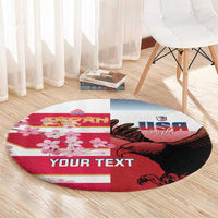 USA and Japan Rugby Custom Round Carpet Eagles Brave Blossoms Together Pacific LT14 - Polynesian Pride