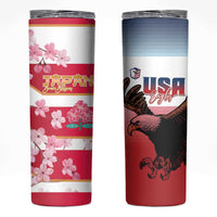 USA and Japan Rugby Skinny Tumbler Eagles Brave Blossoms Together Pacific - Polynesian Pride