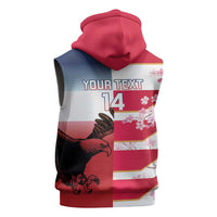 USA and Japan Rugby Custom Sleeveless Hoodie Eagles Brave Blossoms Together Pacific - Polynesian Pride