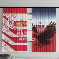 USA and Japan Rugby Custom Window Curtain Eagles Brave Blossoms Together Pacific LT14 With Hooks Red - Polynesian Pride