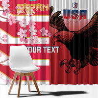 USA and Japan Rugby Custom Window Curtain Eagles Brave Blossoms Together Pacific LT14 - Polynesian Pride