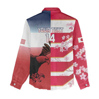 USA and Japan Rugby Custom Women Casual Shirt Eagles Brave Blossoms Together Pacific - Polynesian Pride