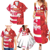 Canada and Japan Rugby Custom Family Matching Summer Maxi Dress and Hawaiian Shirt Canucks Brave Blossoms Together Pacific - Polynesian Pride