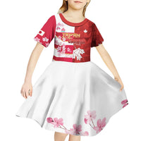 Canada and Japan Rugby Custom Kid Short Sleeve Dress Canucks Brave Blossoms Together Pacific LT14 - Polynesian Pride