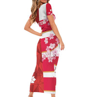 Canada and Japan Rugby Custom Short Sleeve Bodycon Dress Canucks Brave Blossoms Together Pacific LT14 - Polynesian Pride