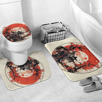 Samurai Warrior Japan Bathroom Set Red-blossomed Tree Classic Japanese Stylized - Polynesian Pride