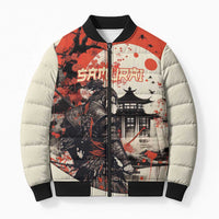 Samurai Warrior Japan Bomber Puffer Jacket Red-blossomed Tree Classic Japanese Stylized LT14 Unisex Red - Polynesian Pride