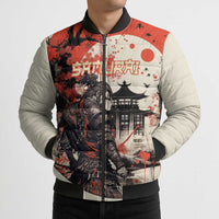 Samurai Warrior Japan Bomber Puffer Jacket Red-blossomed Tree Classic Japanese Stylized LT14 - Polynesian Pride