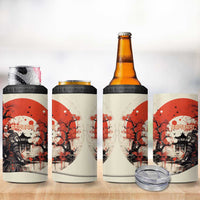 Samurai Warrior Japan 4 in 1 Can Cooler Tumbler Red-blossomed Tree Classic Japanese Stylized - Polynesian Pride