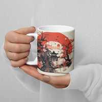 Samurai Warrior Japan Ceramic Mug Red-blossomed Tree Classic Japanese Stylized - Polynesian Pride