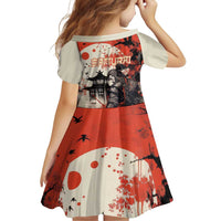 Samurai Warrior Japan Family Matching Off Shoulder Short Dress and Hawaiian Shirt Red-blossomed Tree Classic Japanese Stylized - Polynesian Pride