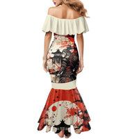 Samurai Warrior Japan Mermaid Dress Red-blossomed Tree Classic Japanese Stylized - Polynesian Pride
