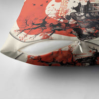 Samurai Warrior Japan Pillow Cover Red-blossomed Tree Classic Japanese Stylized - Polynesian Pride