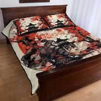 Samurai Warrior Japan Quilt Bed Set Red-blossomed Tree Classic Japanese Stylized - Polynesian Pride