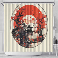 Samurai Warrior Japan Shower Curtain Red-blossomed Tree Classic Japanese Stylized LT14 - Polynesian Pride