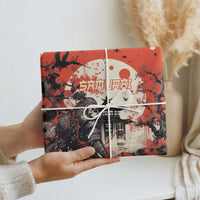 Samurai Warrior Japan Wrapping Paper Red-blossomed Tree Classic Japanese Stylized - Polynesian Pride