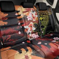 Hawaiian and Japanese Back Car Seat Cover Koi Fish With Kanaka Polynesian Tattoo - Polynesian Pride
