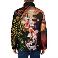 Hawaiian and Japanese Padded Jacket Koi Fish With Kanaka Polynesian Tattoo - Polynesian Pride