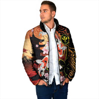 Hawaiian and Japanese Padded Jacket Koi Fish With Kanaka Polynesian Tattoo - Polynesian Pride