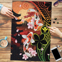 Hawaiian and Japanese Puzzle Koi Fish With Kanaka Polynesian Tattoo - Polynesian Pride