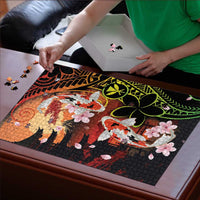 Hawaiian and Japanese Puzzle Koi Fish With Kanaka Polynesian Tattoo - Polynesian Pride