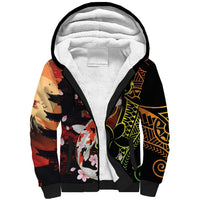 Hawaiian and Japanese Sherpa Hoodie Koi Fish With Kanaka Polynesian Tattoo - Polynesian Pride
