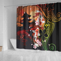 Hawaiian and Japanese Shower Curtain Koi Fish With Kanaka Polynesian Tattoo - Polynesian Pride