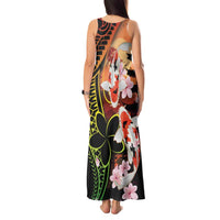 Hawaiian and Japanese Tank Maxi Dress Koi Fish With Kanaka Polynesian Tattoo - Polynesian Pride