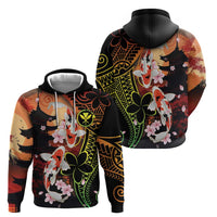 Hawaiian and Japanese Zip Hoodie Koi Fish With Kanaka Polynesian Tattoo - Polynesian Pride
